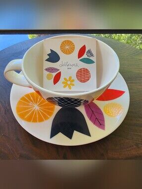 Crate & Barrel x Jenny Bowers 2014 Oversized Teacup & Saucer Set
